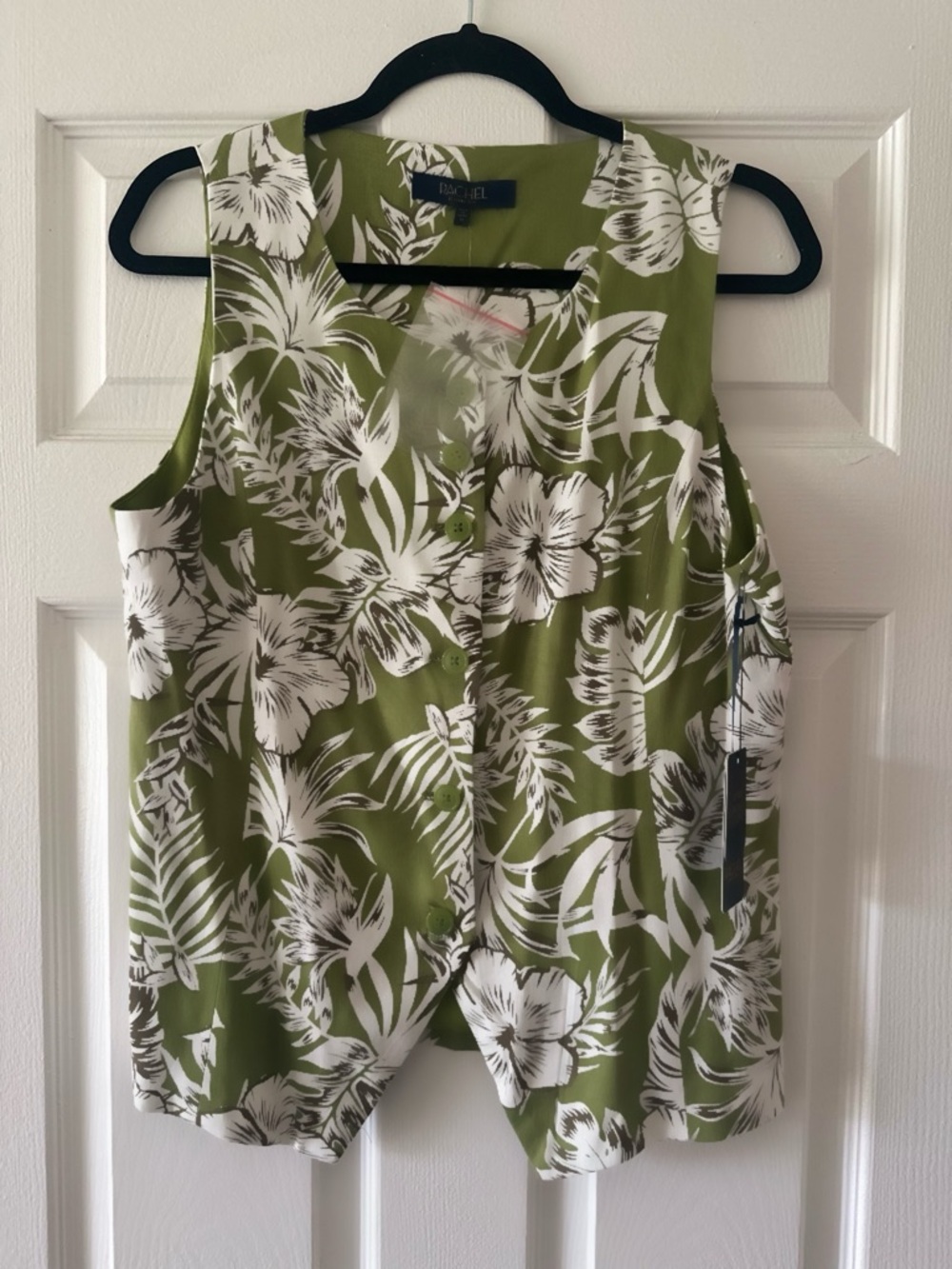RACHEL Rachel Roy Olive Green & White NWT- Floral Sleeveless Top